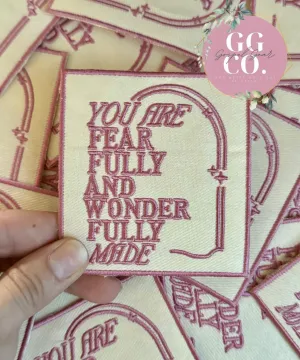 Fearfully And Wonderfully Made Patch, Christian Hat Patch, Embroidered Patch, Trucker Hat Patch, Iron On, Trendy Hat Patch, Jesus Patch.