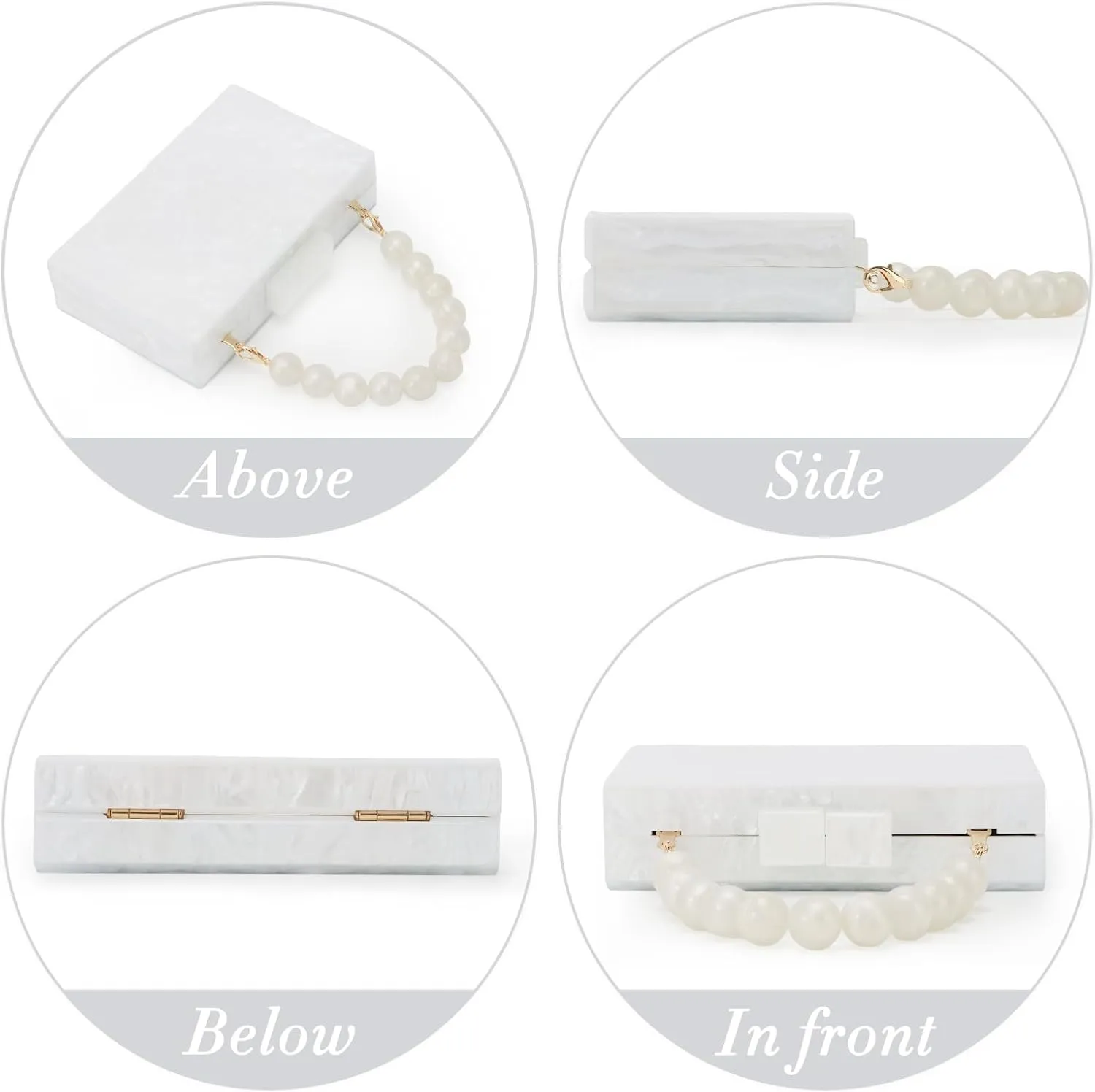 Fecialy Women Acrylic Clutch Purse Beads Evening Handbag Marble Clutch Formal Party Bridal Wedding Crossbody Bag