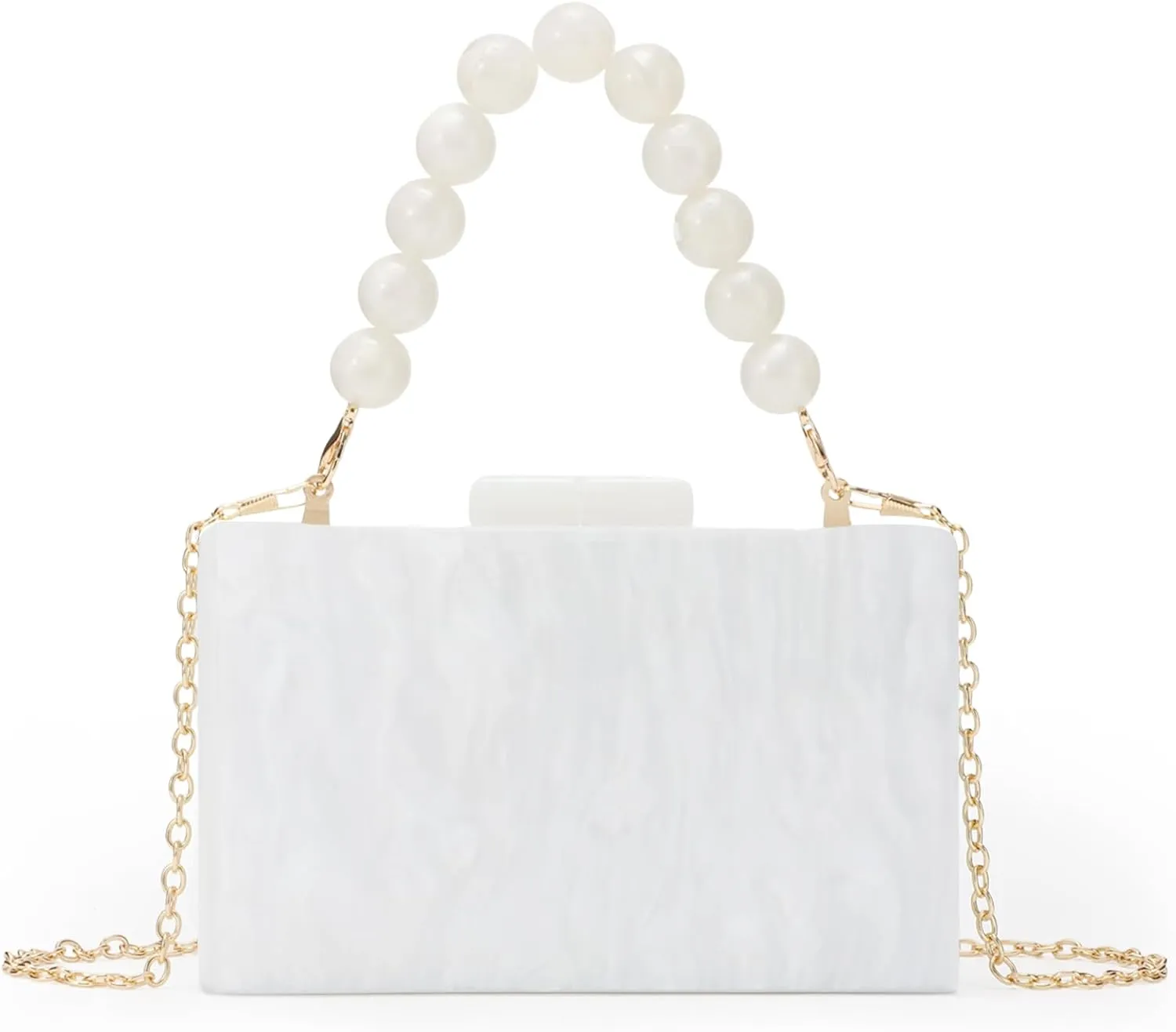Fecialy Women Acrylic Clutch Purse Beads Evening Handbag Marble Clutch Formal Party Bridal Wedding Crossbody Bag