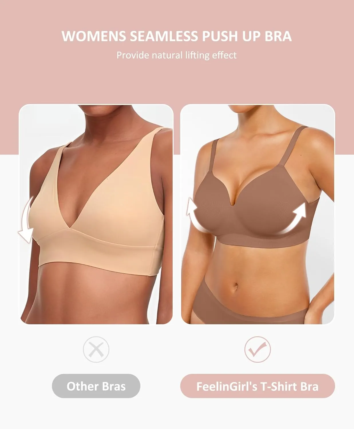 FeelinGirl Wireless Supportive Bra for Women, Seamless Comfort Bralettes No Underwire Full Coverage Everyday Bras