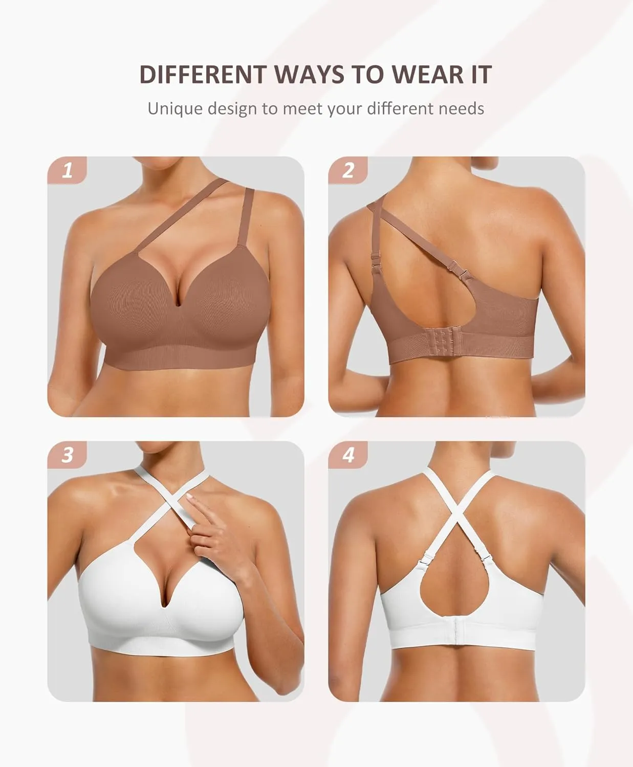 FeelinGirl Wireless Supportive Bra for Women, Seamless Comfort Bralettes No Underwire Full Coverage Everyday Bras