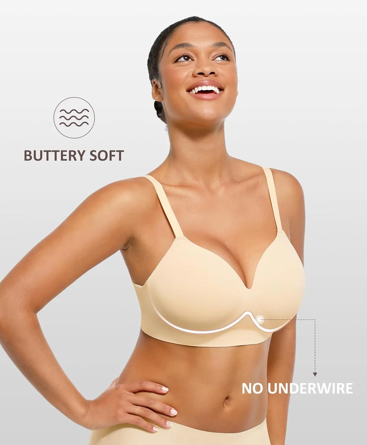 FeelinGirl Wireless Supportive Bra for Women, Seamless Comfort Bralettes No Underwire Full Coverage Everyday Bras