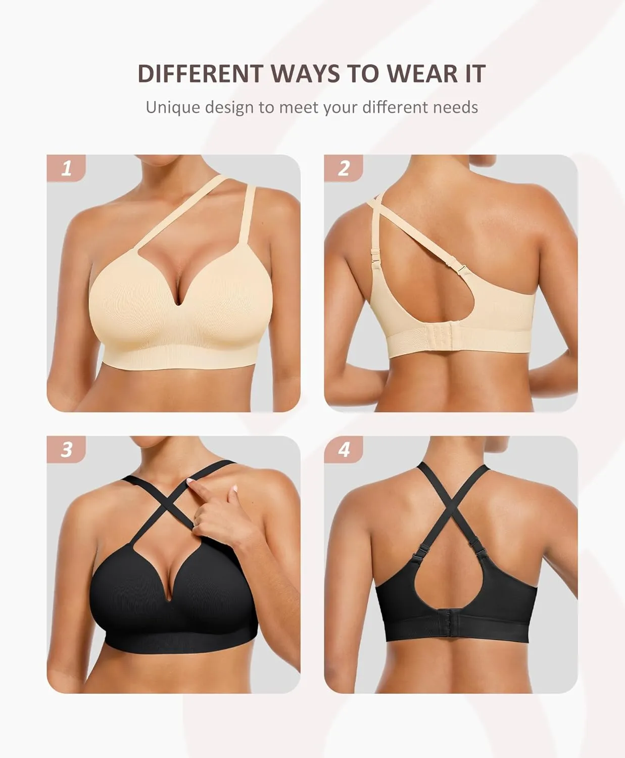 FeelinGirl Wireless Supportive Bra for Women, Seamless Comfort Bralettes No Underwire Full Coverage Everyday Bras