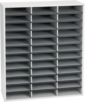 Fellowes Literature Organizer, 36 Compartment, Letter Size, Dove Gray (25061)