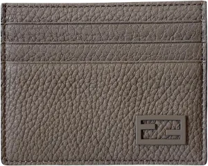 FENDI Baguette Grey and Yellow Grained Leather Card Case Wallet