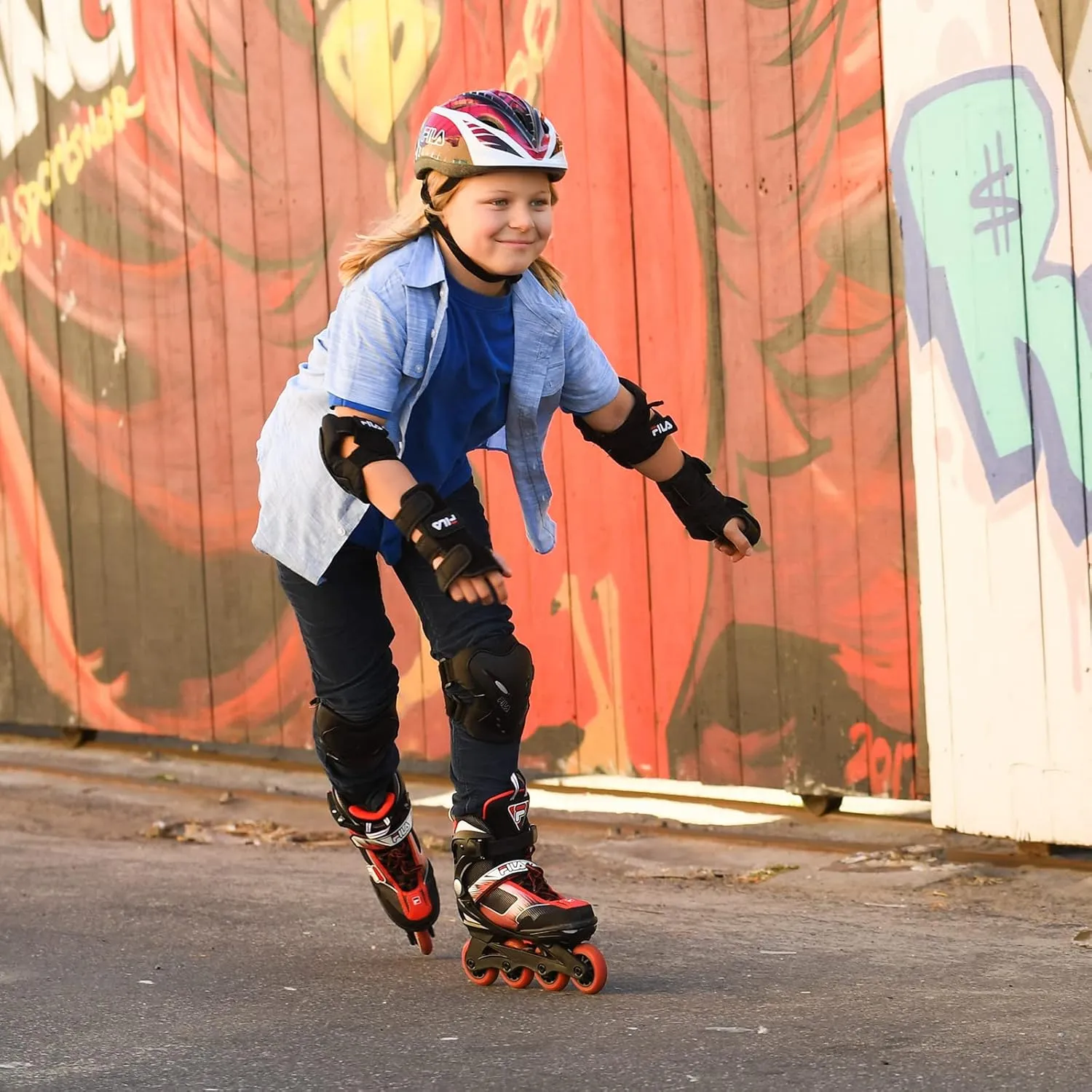 FILA J-One Adjustable Kids Inline Skates - Secure Fit for Growing Feet - Ideal for Boys and Girls - for Outdoor & Indoor Rinks