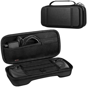 Fintie Carrying Case for Steam Deck OLED (2023) / Steam Deck LCD (2022), [Shockproof] Hard Shell Protective Cover Portable Travel Bag w/Inner Pocket and 16 Game Card Slots, Black