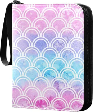 Fish Scale Mermaid Gradient Card Binder 4 Pocket Zipper PU Trading Card Album Fits 400 Game Cards 50 Removable Sleeves Card Folder Collection for Baseball MTG TCG Sports Cards