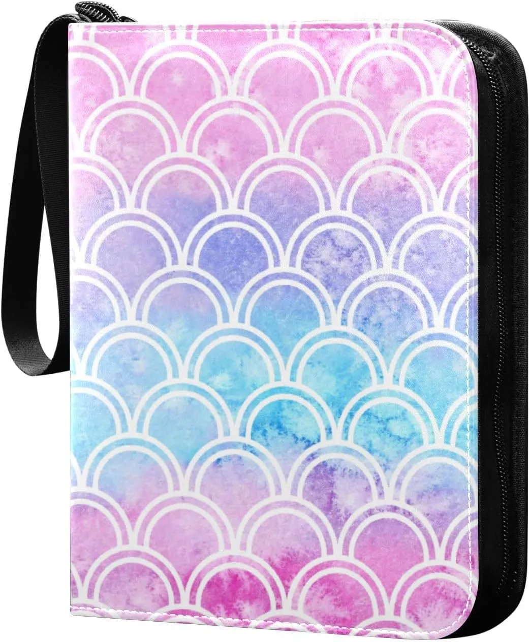 Fish Scale Mermaid Gradient Card Binder 4 Pocket Zipper PU Trading Card Album Fits 400 Game Cards 50 Removable Sleeves Card Folder Collection for Baseball MTG TCG Sports Cards