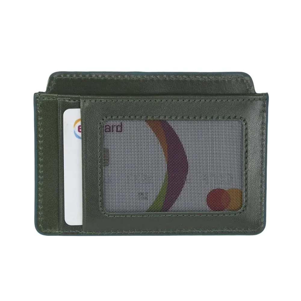 Flat Credit Card Case With ID Window - Green