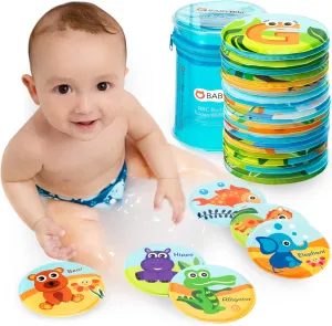 Floating Animals & Alphabet Flash Cards for Bathtub - Preschool Learning Toddler Flash Cards - Educational Bath Toys for 18 Months  (Set of 26)