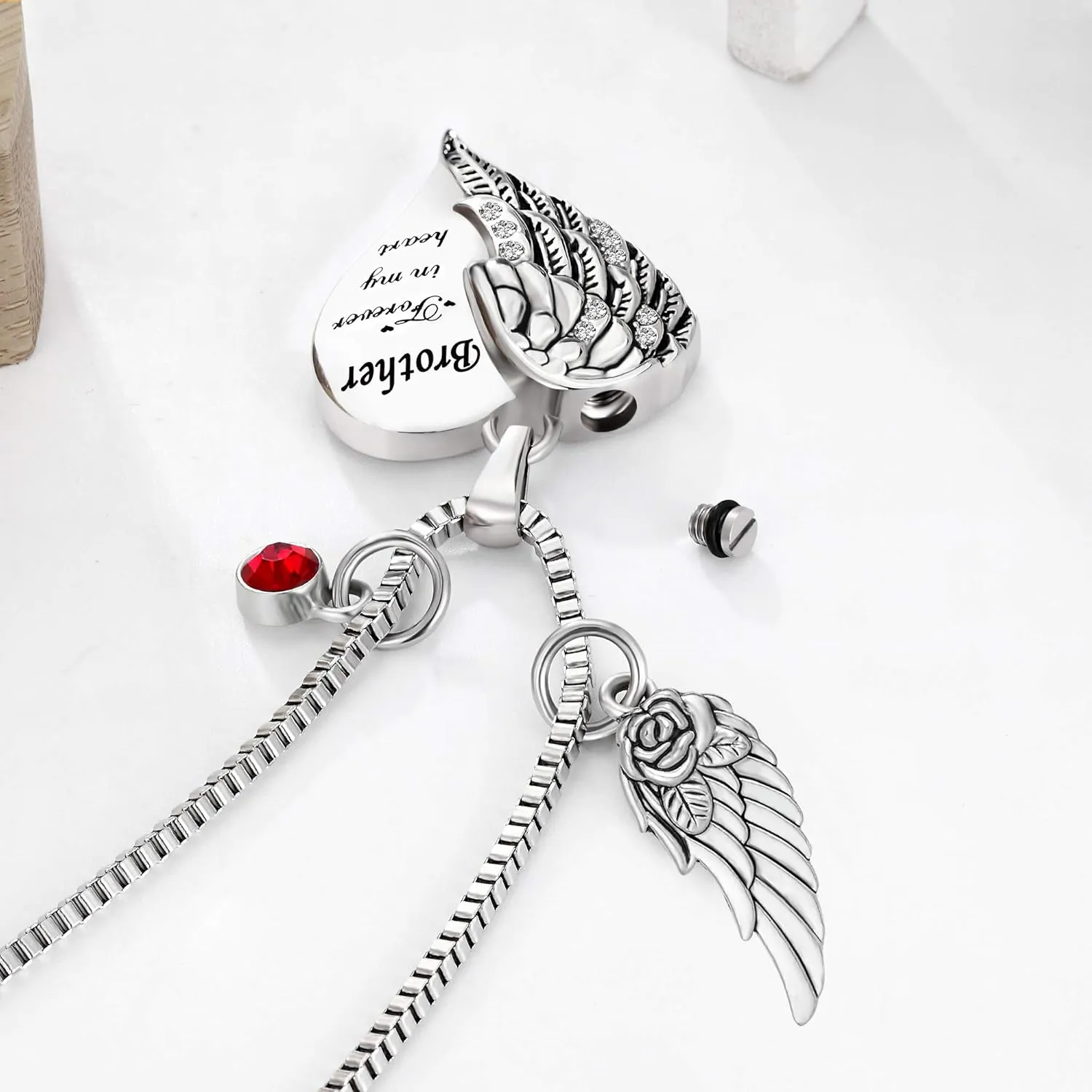Forever in my heart with 12 Birthstones Cremation Jewelry Keepsake Memorial Urn Necklace