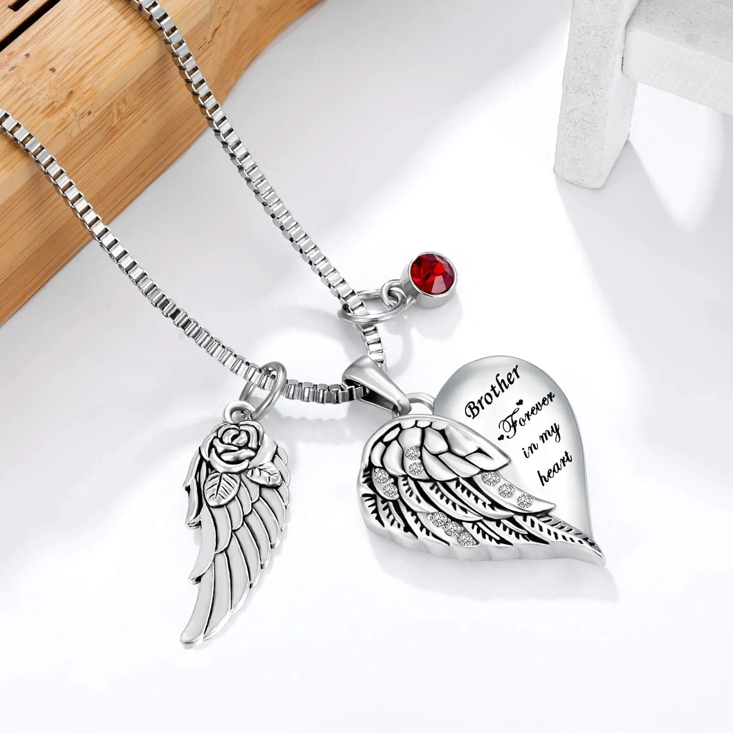 Forever in my heart with 12 Birthstones Cremation Jewelry Keepsake Memorial Urn Necklace