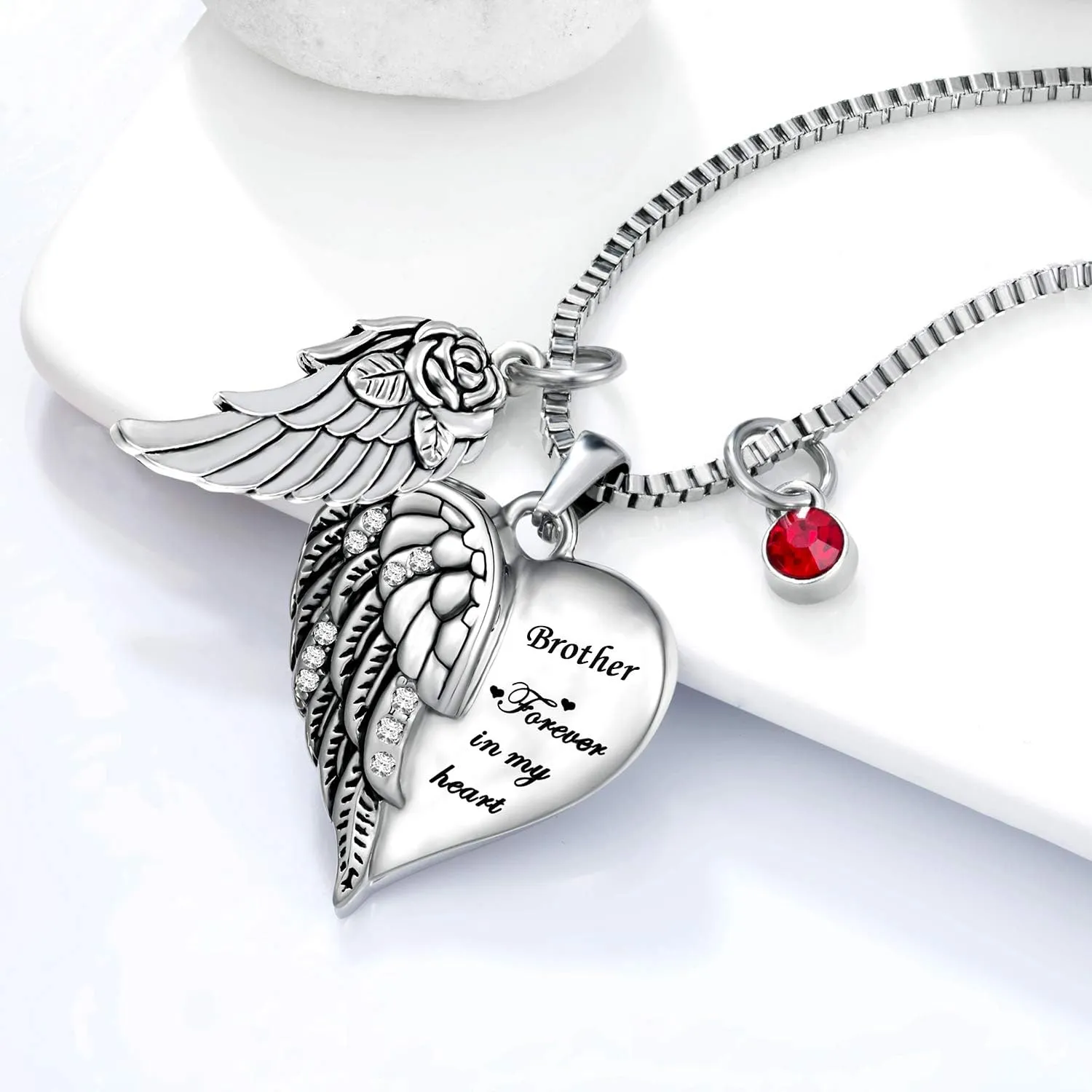 Forever in my heart with 12 Birthstones Cremation Jewelry Keepsake Memorial Urn Necklace