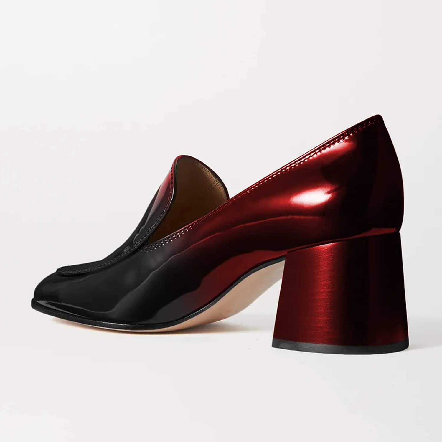 FOWT Women's Round Toe High Chunky Heel Pumps, Side V Cut Slip On Pumps for Ladies, Casual Comfy Non-Slip Office Party Dress Unisex Shoes US Size 4-16