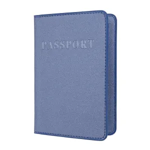 Frosted Pu Multi Card Passport Holder For Travel Abroad Blue