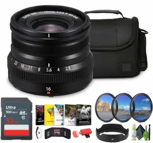 FUJIFILM XF 16mm f/2.8 R WR Lens (Black)   Camera/Lens Travel Bag   32GB Memory Card   More