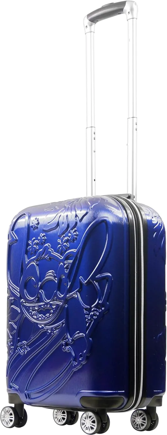 FUL Disney Stitch 22 Inch Carry On Luggage, Molded Hardshell Rolling Suitcase with Spinner Wheels, Blue