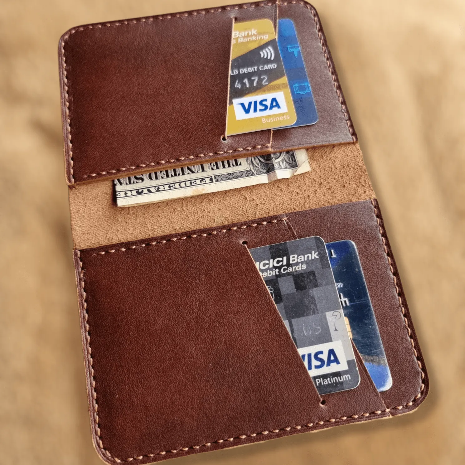 Full grain leather card holder