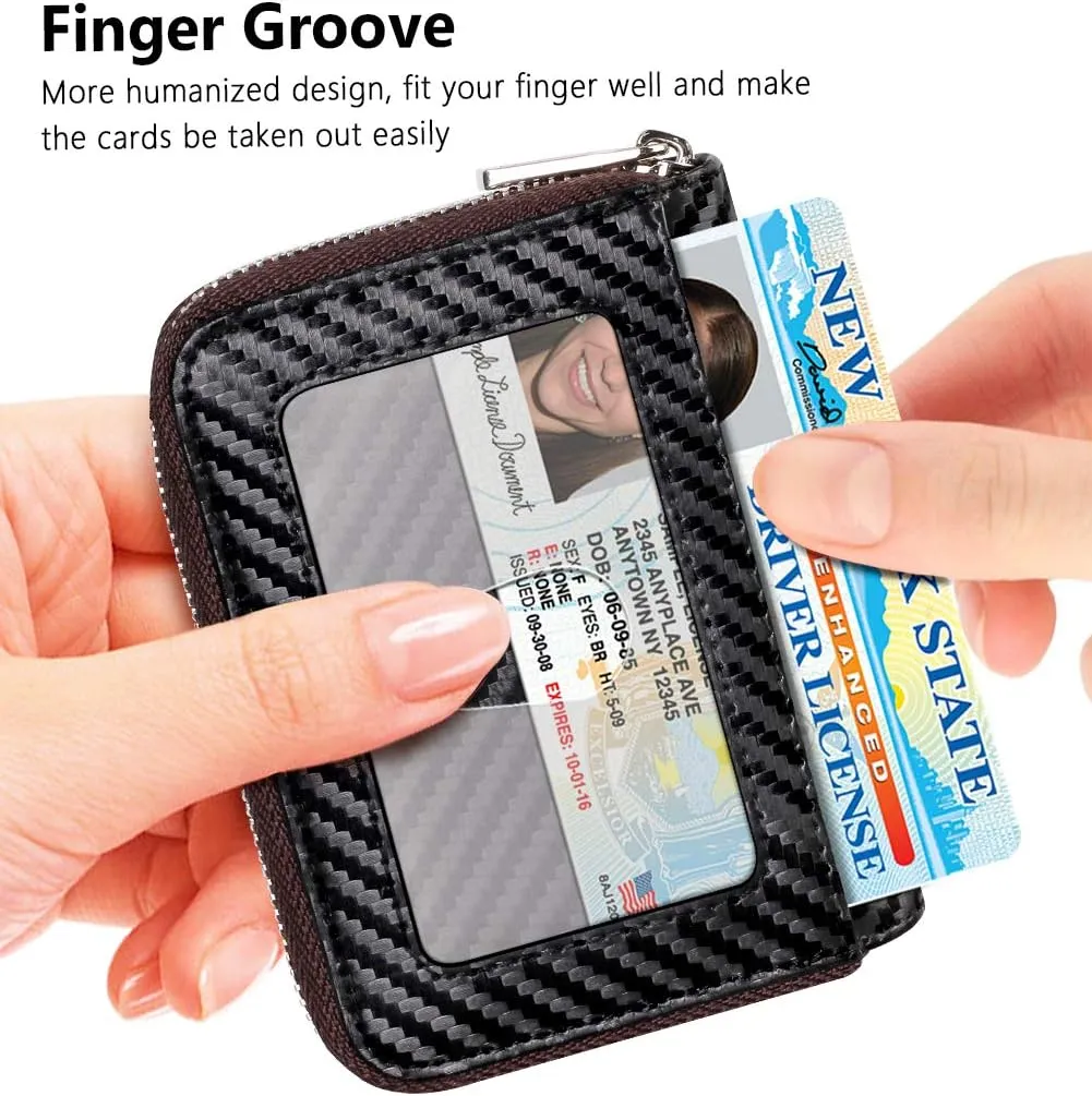 FurArt Credit Card Wallet, Zipper Business Card Holder for Women, RFID Blocking, KeyChain Wallet, Compact Size