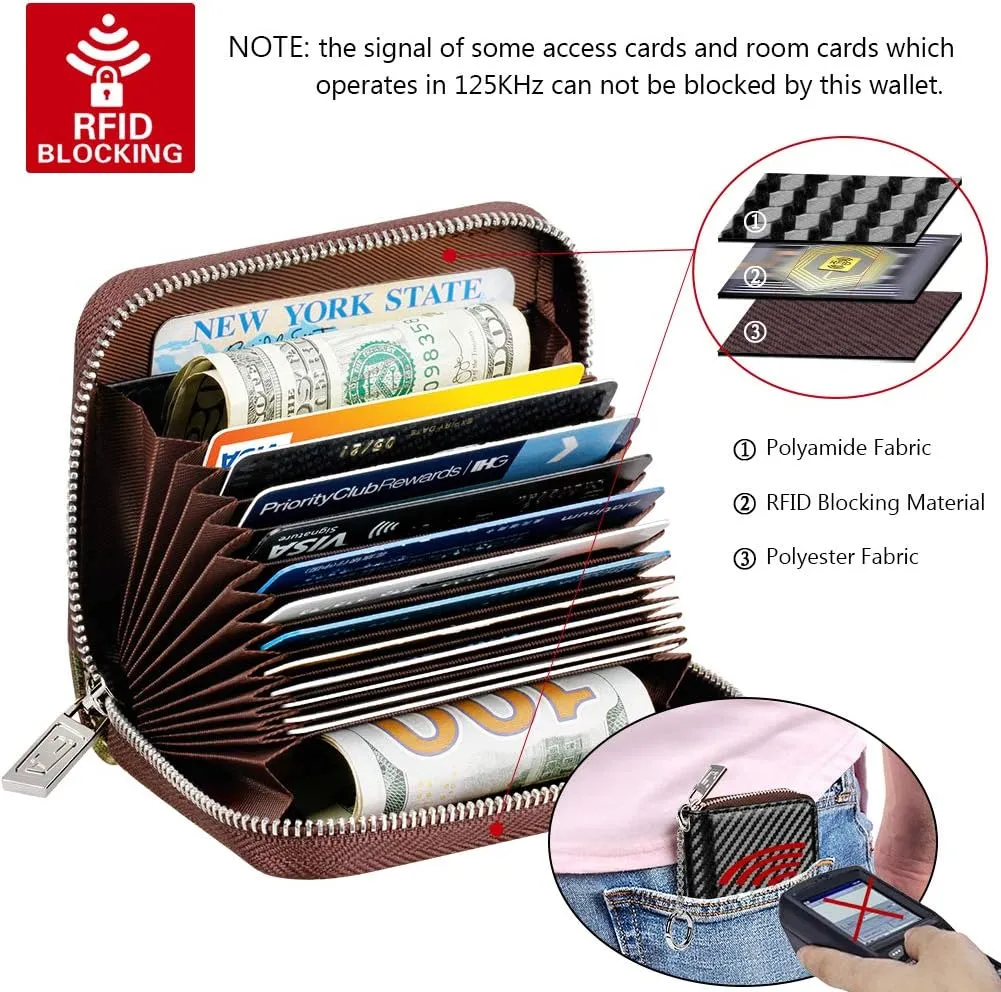 FurArt Credit Card Wallet, Zipper Business Card Holder for Women, RFID Blocking, KeyChain Wallet, Compact Size