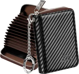 FurArt Credit Card Wallet, Zipper Business Card Holder for Women, RFID Blocking, KeyChain Wallet, Compact Size