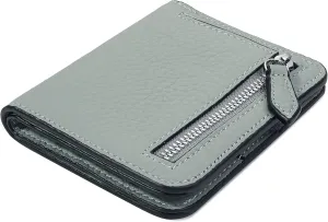 GADIEMKENSD Small Wallet Bifold RFID Credit Card Holder for Men Leather Coin Ladies Purse RFID Blocking Mini Compact Pocket Wallet with Zipper Card Cash Slots Ultra Slim Minimalist Light Grey