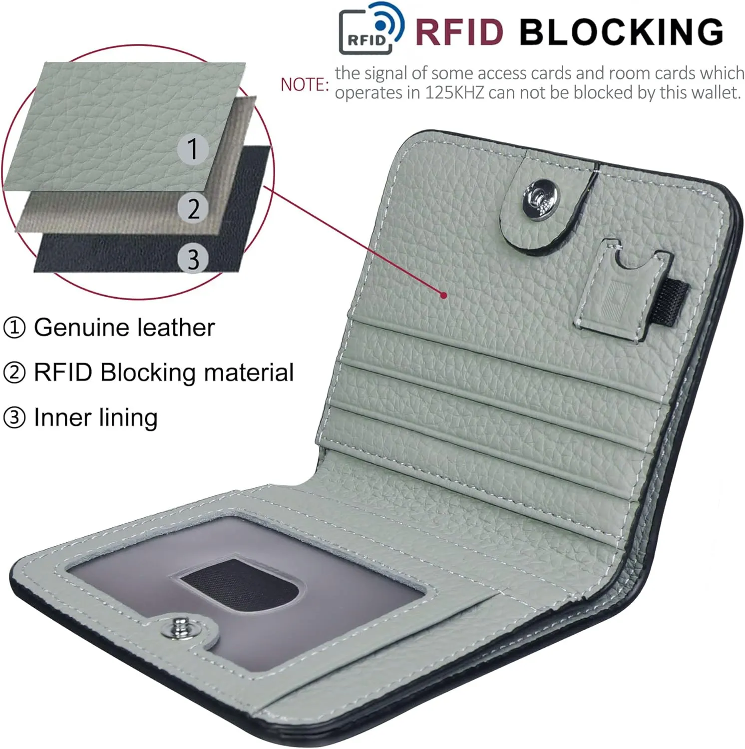 GADIEMKENSD Small Wallet Bifold RFID Credit Card Holder for Men Leather Coin Ladies Purse RFID Blocking Mini Compact Pocket Wallet with Zipper Card Cash Slots Ultra Slim Minimalist Light Grey