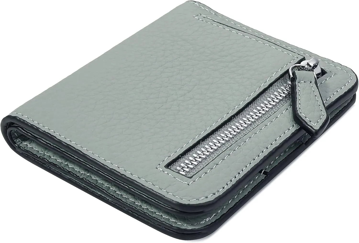 GADIEMKENSD Small Wallet Bifold RFID Credit Card Holder for Men Leather Coin Ladies Purse RFID Blocking Mini Compact Pocket Wallet with Zipper Card Cash Slots Ultra Slim Minimalist Light Grey
