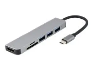GEMBIRD A-CM-COMBO6-02 Multi Port Adapter USB Type C 6in1 Hub   HDMI   card reader