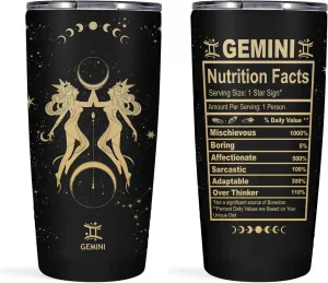 Gemini Gifts for Women - Zodiac Cup Tumbler, 20 OZ Astrology Stainless Steel Insulated Constellation Cup, Witchy Gothic Gifts