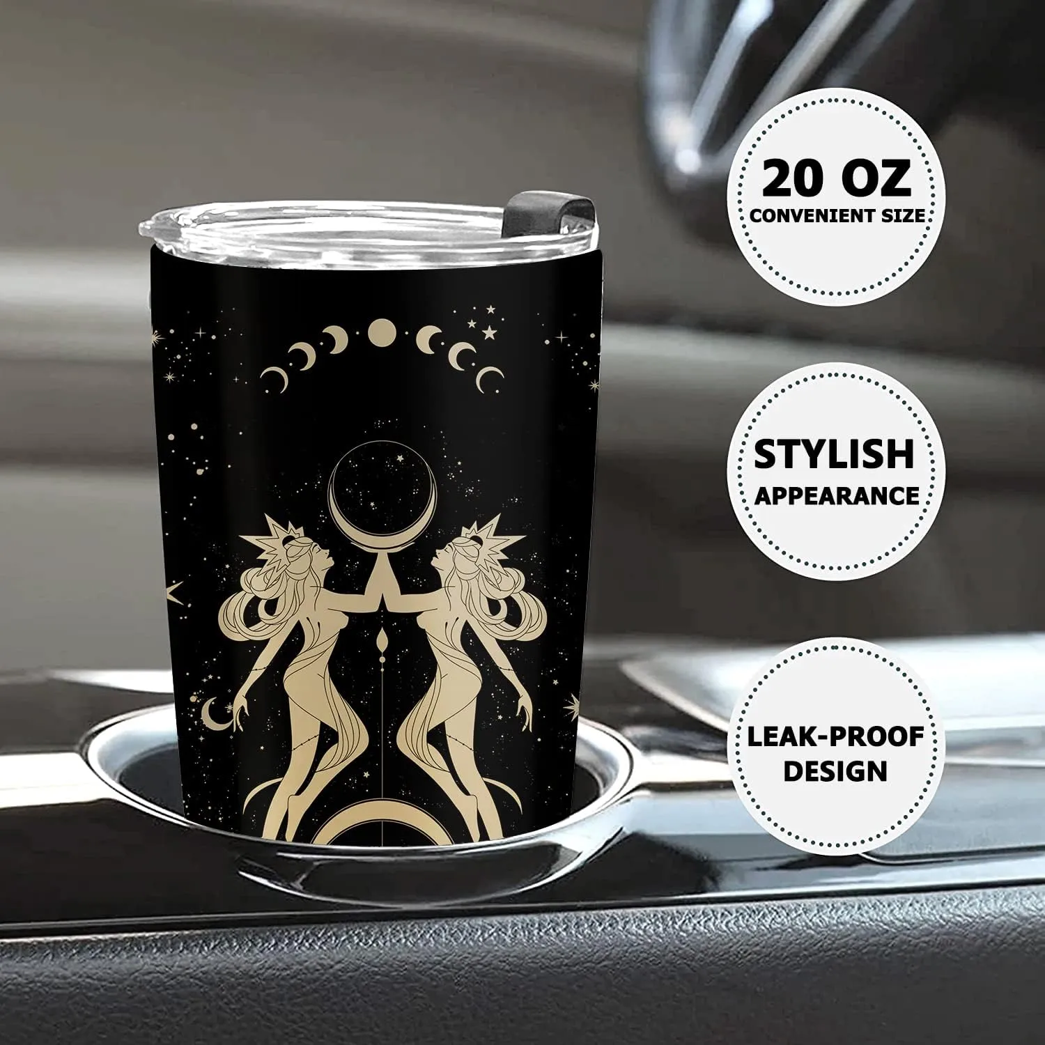 Gemini Gifts for Women - Zodiac Cup Tumbler, 20 OZ Astrology Stainless Steel Insulated Constellation Cup, Witchy Gothic Gifts