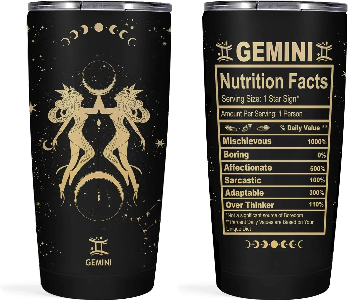 Gemini Gifts for Women - Zodiac Cup Tumbler, 20 OZ Astrology Stainless Steel Insulated Constellation Cup, Witchy Gothic Gifts