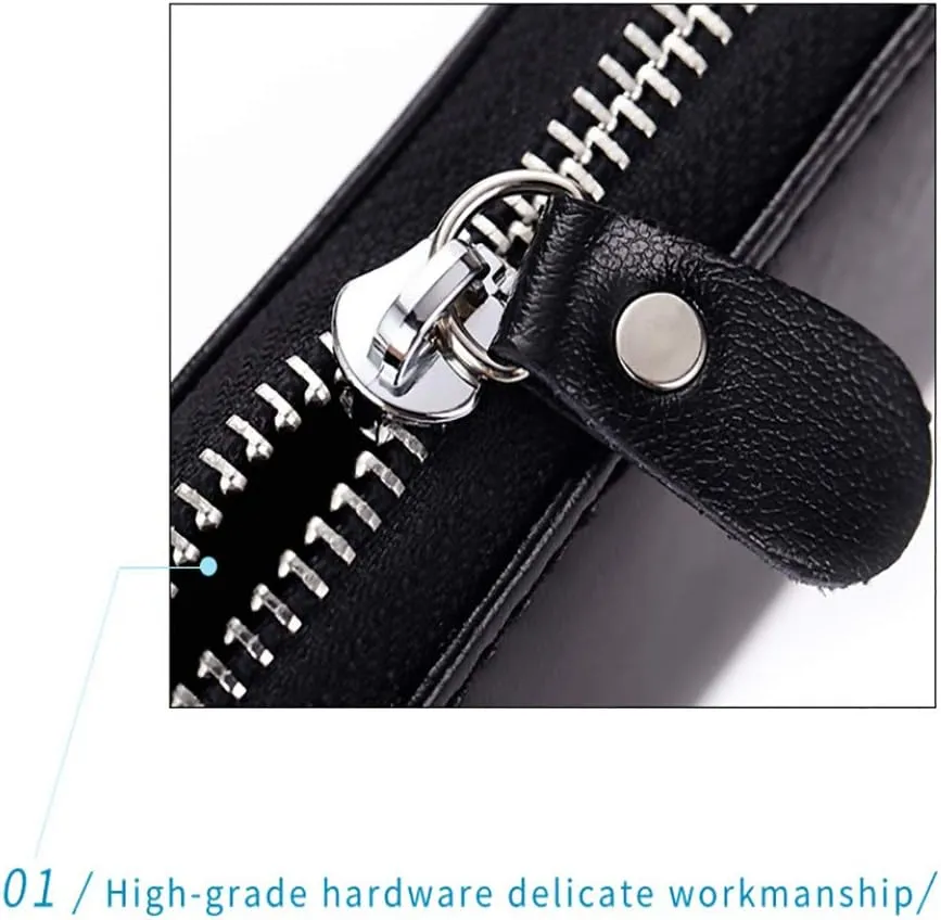Genuine Leather Key Holder Bag with 2 Card Slot & 6 Hooks & 1 Access Card,Key Case Car Key Holder Wallet for Men Women