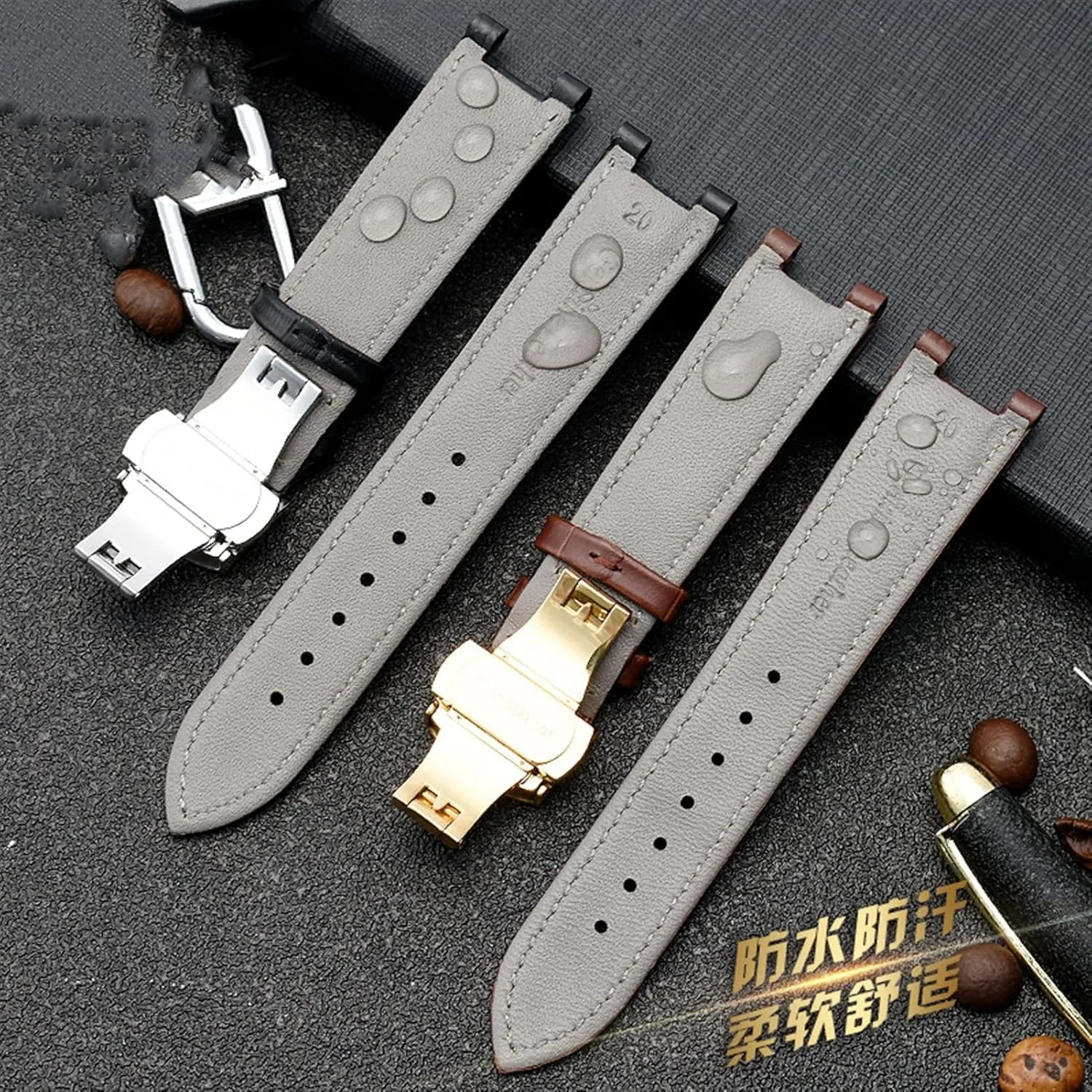 Genuine Leather Watchband For GC 22 * 13mm 20 * 11mm Notched Strap Withstainless Steel Butterfly Buckle Men And Women Watch Belt