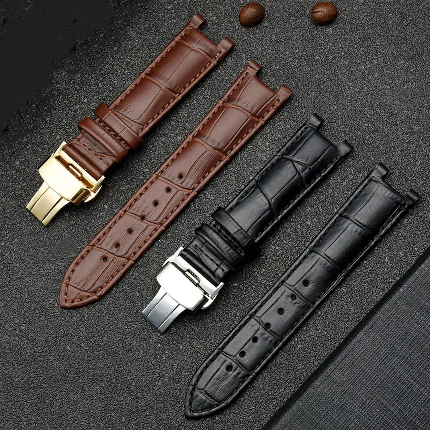 Genuine Leather Watchband For GC 22 * 13mm 20 * 11mm Notched Strap Withstainless Steel Butterfly Buckle Men And Women Watch Belt
