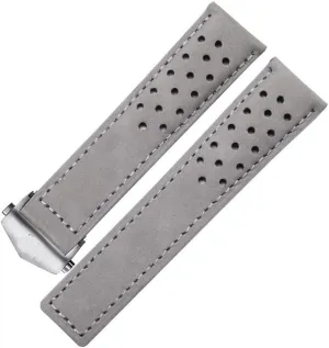 Genuine Leather Watchband For Watch Strap With Folding Buckle 20mm 22mm Gray Black Brown Cow Leathr Band