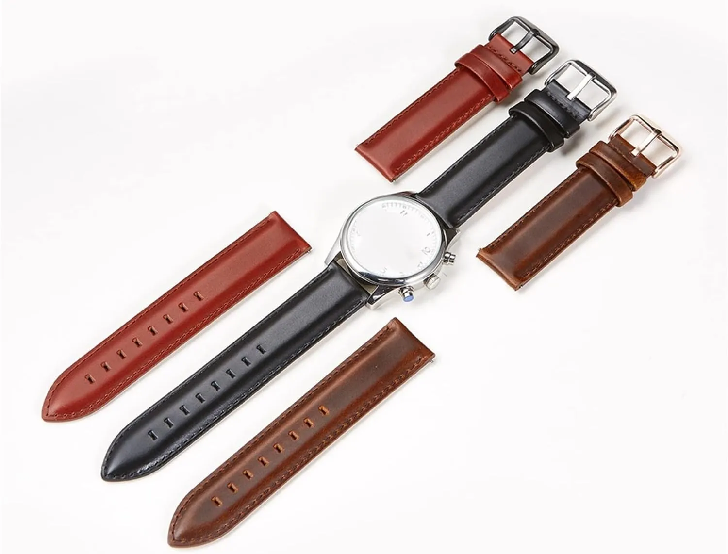 GGZONE RHAIYAN Watch Accessories Quick Release Watchbands 18 20 22 Mm Genuine Leather Watch Strap Compatible with DW Daniel Wellington Watch Band Specific (Color : Black Silver Clasp, Size : 20mm)