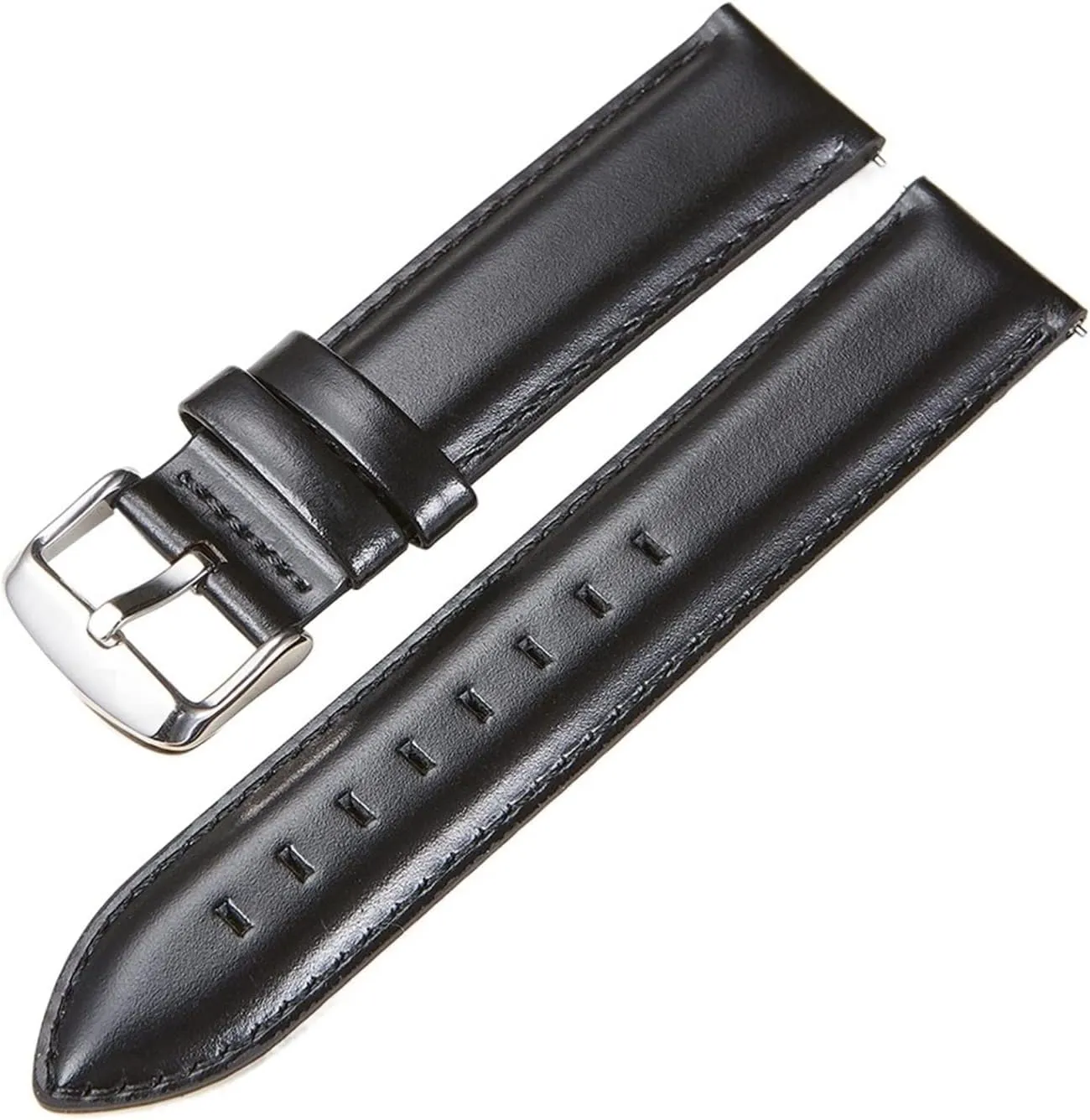 GGZONE RHAIYAN Watch Accessories Quick Release Watchbands 18 20 22 Mm Genuine Leather Watch Strap Compatible with DW Daniel Wellington Watch Band Specific (Color : Black Silver Clasp, Size : 20mm)