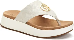 Giani Bernini Womens Faux Leather Logo Flatform Sandals Ivory 6 Medium (B,M)