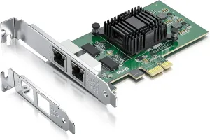 Gigabit Dual NIC with Intel 82576 Chip, 1Gb Network Card Compare to Intel E1G42ET NIC, 2 RJ45 Ports, PCI Express 2.1 X1, Ethernet Card with Low Profile for Windows/Windows Server/Linux