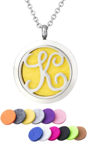 GIONO Essential Oil Diffuser Necklace 26 Initial Letter Aromatherapy Perfume Pendant Monogram Locket
