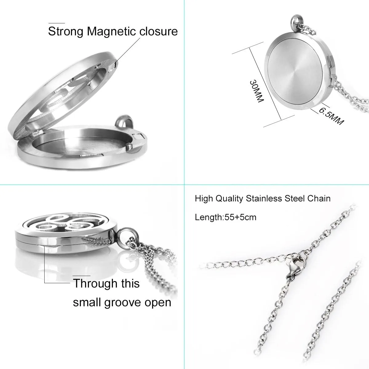 GIONO Essential Oil Diffuser Necklace 26 Initial Letter Aromatherapy Perfume Pendant Monogram Locket