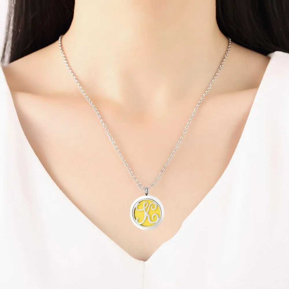 GIONO Essential Oil Diffuser Necklace 26 Initial Letter Aromatherapy Perfume Pendant Monogram Locket
