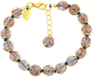 Glass Of Venice Murano Glass Bracelet Italian Sommerso Sparkling Beads Transparent Blue Handmade Blown Glass - Murano Glass Bracelets for Women