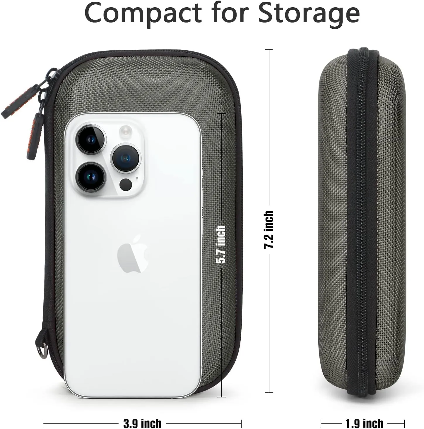 GLCON Dustproof Carrying Case - Electronic Accessories Cable Organizer - Portable Small Travel Charger Case - Power Bank Phone Pouch - Double Zippers Wallet - Hard EVA Storage Bag - Silver Grey