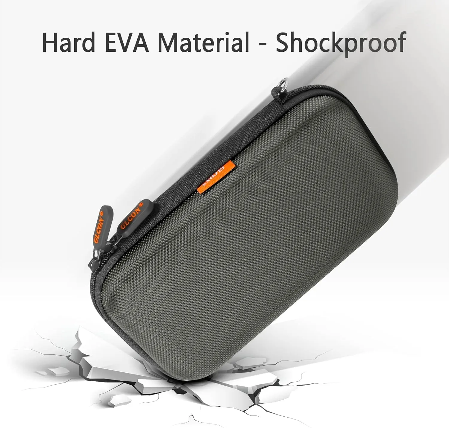 GLCON Dustproof Carrying Case - Electronic Accessories Cable Organizer - Portable Small Travel Charger Case - Power Bank Phone Pouch - Double Zippers Wallet - Hard EVA Storage Bag - Silver Grey