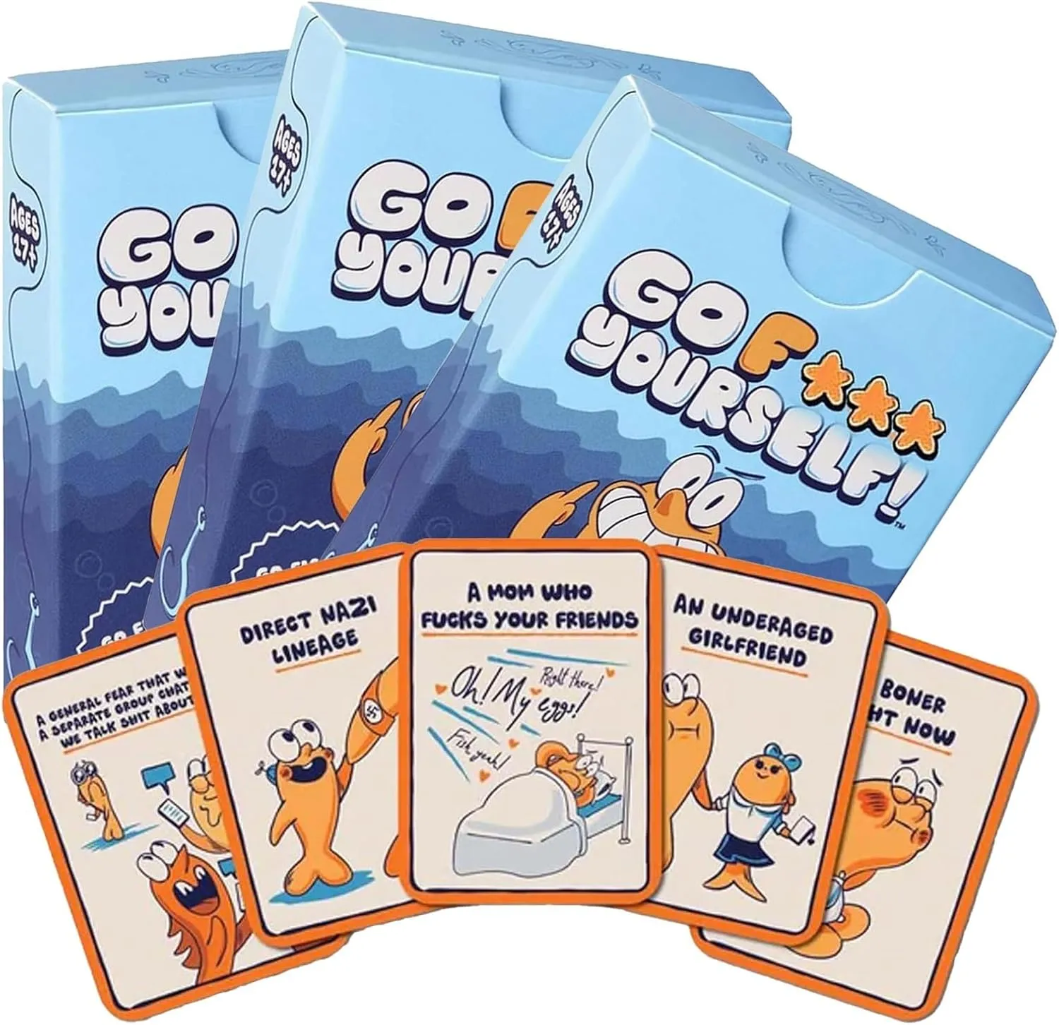 Go F k Yourself Go Fish Card Game - 2025 New Funny Adult Fish Card Game with 48 Cards - A Hilarious Adults Party Games (3 Pcs)