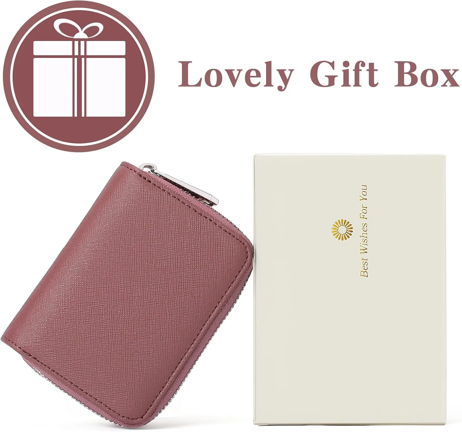 GOIACII Credit Card Holder Wallets for Women RFID Blocking Small Genuine Leather Card Case Wallet Double Zipper Accordion Wallets