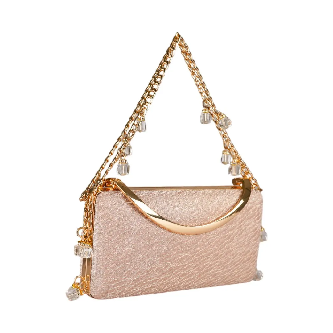 Golden Crystal Chain Clutch